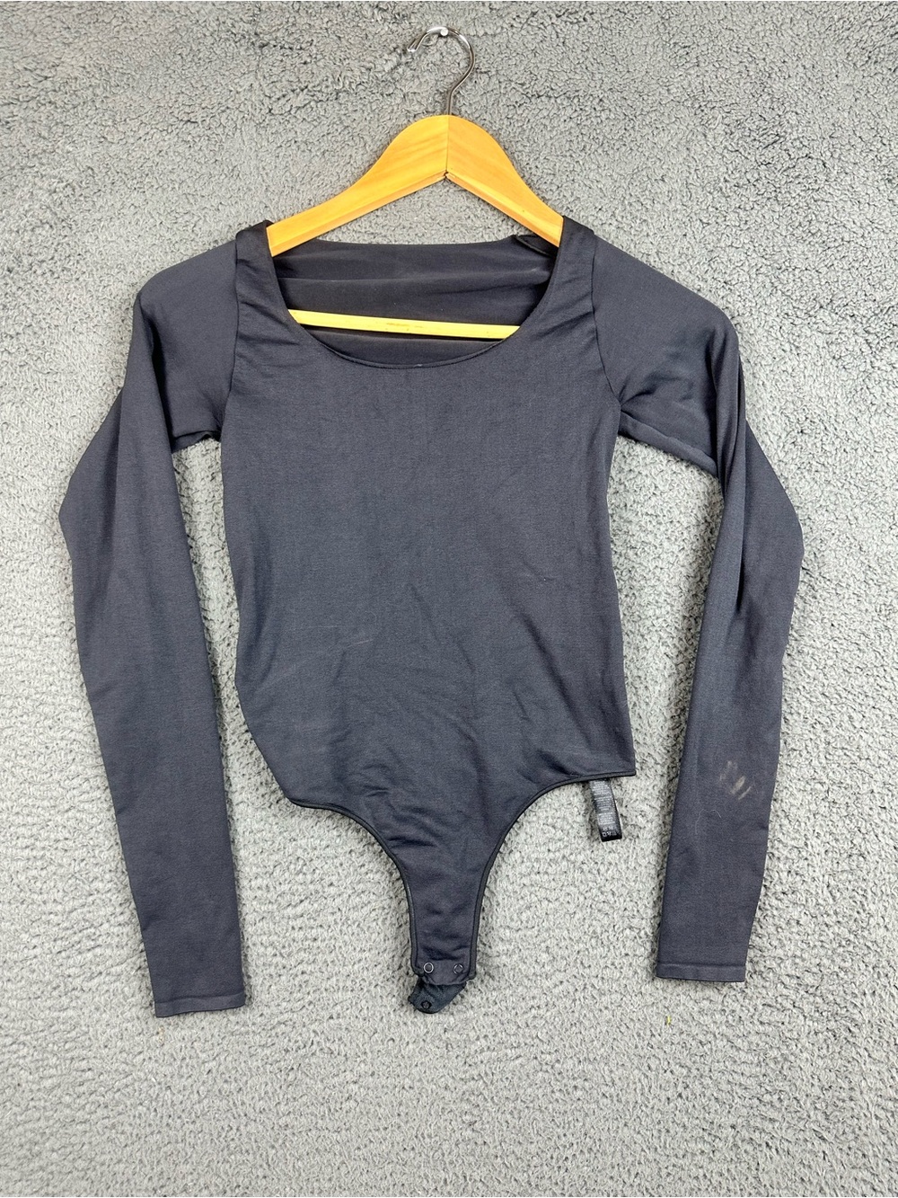 SKIMS Black Long Sleeve Scoop Neck Bodysuit